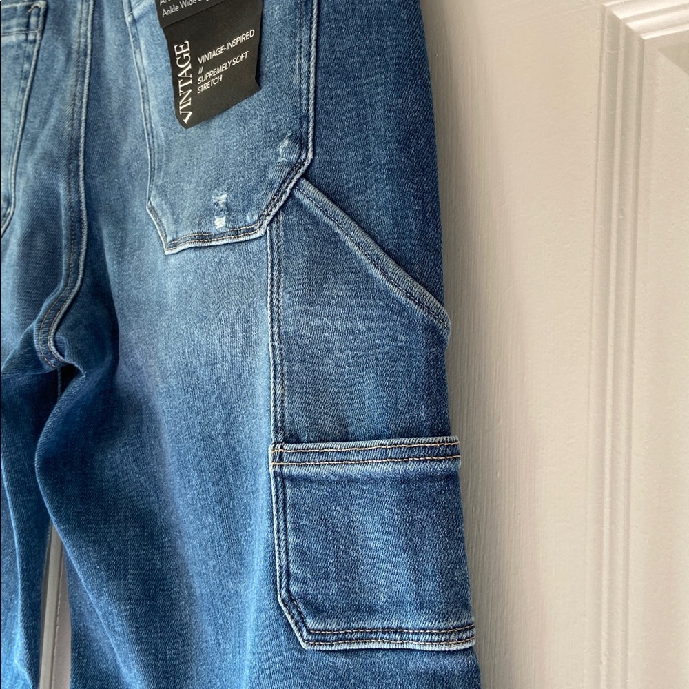PAIGE Anessa High Waist Wide Leg Carpenter Jeans, Olivin Distressed, Sz 29, NWT - Picture 6 of 15